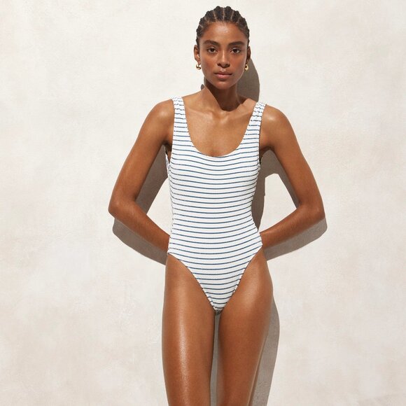 J. Crew Other - J. Crew Women's Claudia scrunchie one-piece Size 8 White Blue‎
